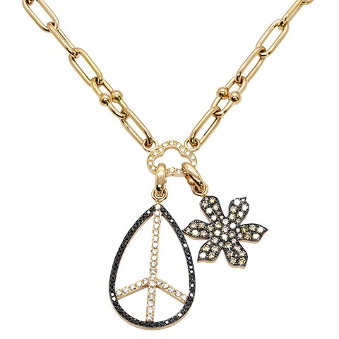 18K Black & Brown Diamond Flower Power Necklace